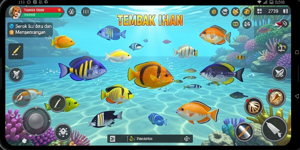 Tampilan gameplay Tembak Ikan yang seru dan penuh warna.