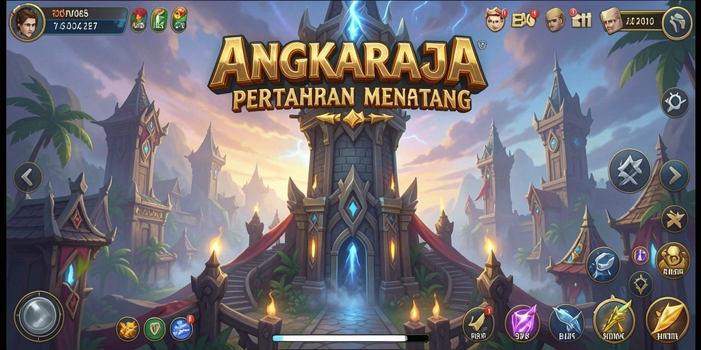 Screenshot menunjukkan peperangan strategis di ANGKARAJA.