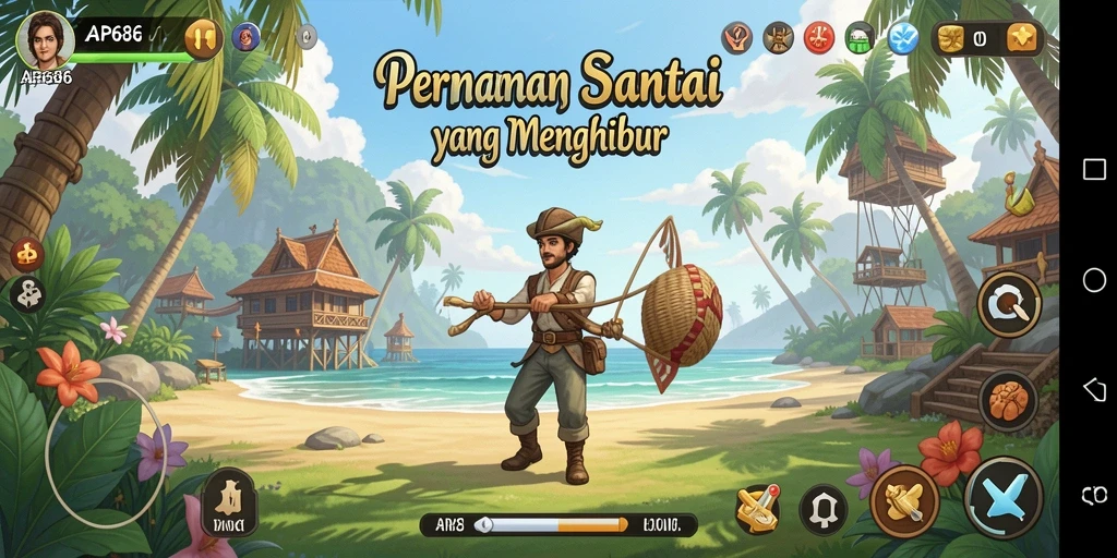 Tampilan seru dari gameplay AP686 yang penuh warna.