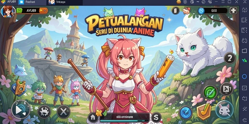 Screenshot AYU89 menampilkan karakter anime dalam aksi seru.