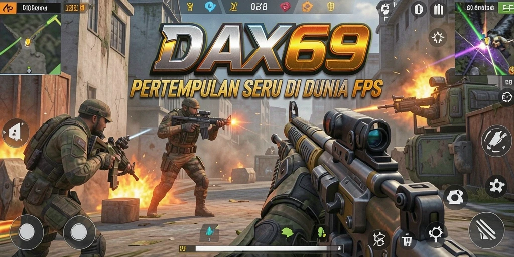 Tampilan gameplay intens di DAX69 dengan aksi tembak-menembak hebat.