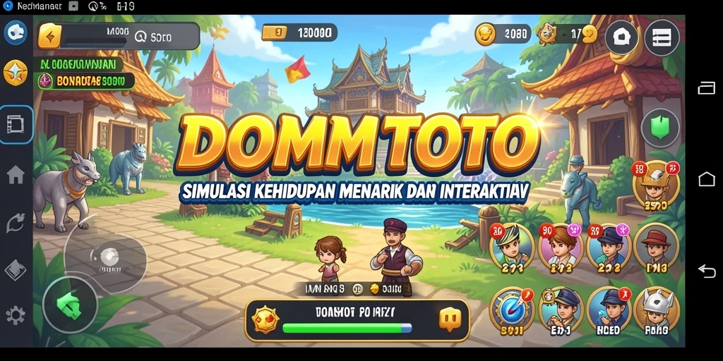 Tampilan gameplay DOMTOTO menunjukkan interaksi karakter yang menarik.