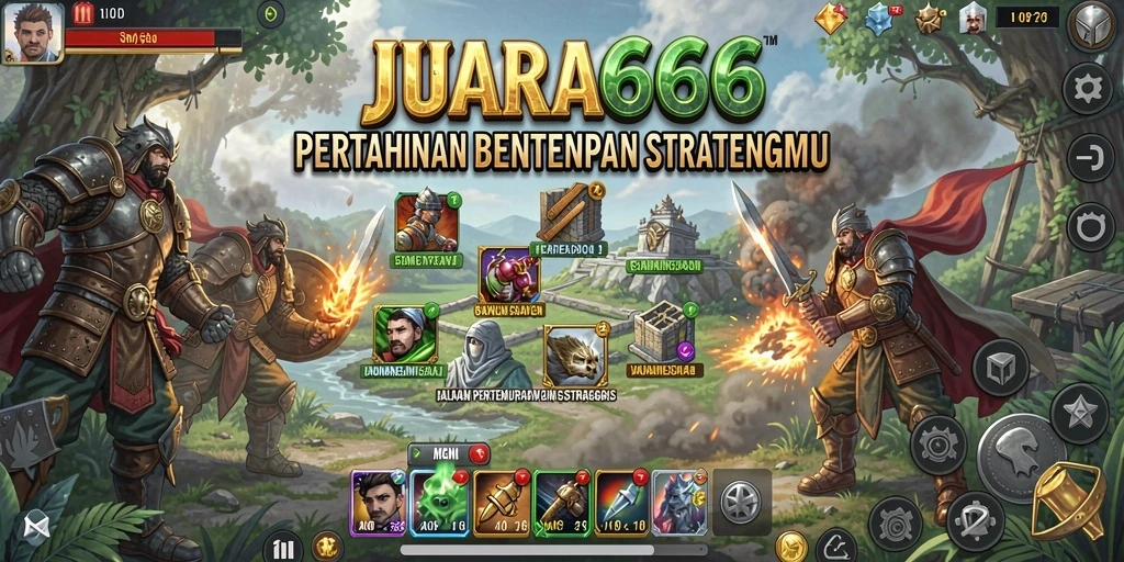 Tampilan seru gameplay pertarungan Tower Defense di JUARA666.