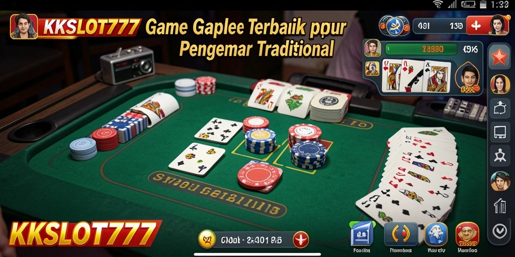 Tampilan gameplay KKSLOT777 yang menampilkan suasana seru bermain Gaple.