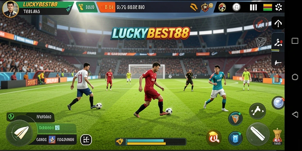 Tampilan gameplay <strong>LUCKYBEST88</strong> yang menegangkan dan mendebarkan di lapangan sepak bola.