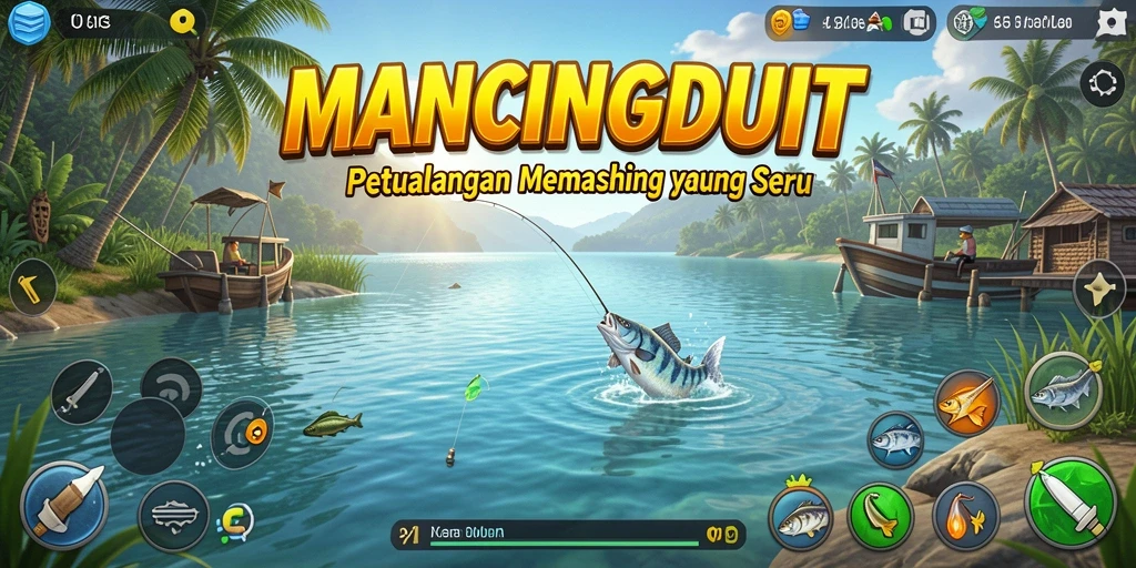 Gameplay MANCINGDUIT dengan pengalaman memancing yang seru.