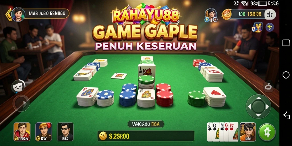 Tampilan gameplay seru dalam RAHAYU88 yang penuh strategi Gaple.