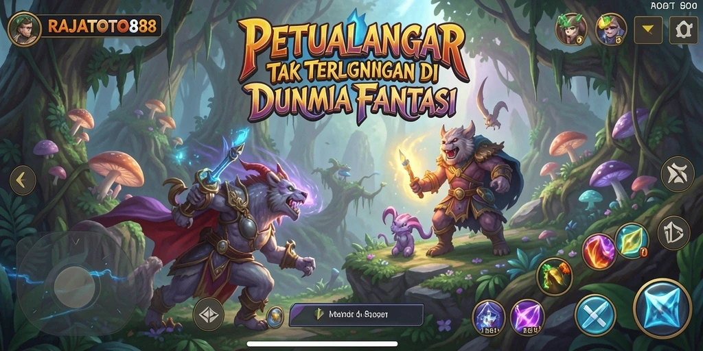 Tampilan gameplay aksi petualangan RAJATOTO88 yang seru dan dinamis.